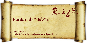 Ruska Ádám névjegykártya